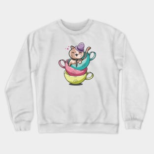 Cut Cat Tea Time Crewneck Sweatshirt